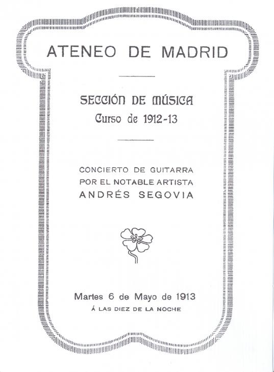 Programa del Concierto de Andrés Segovia
