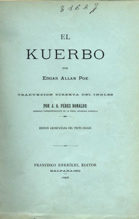 Portada de la obra "EL KUERBO", por Edgar Allan Poe. Editor Franzisko