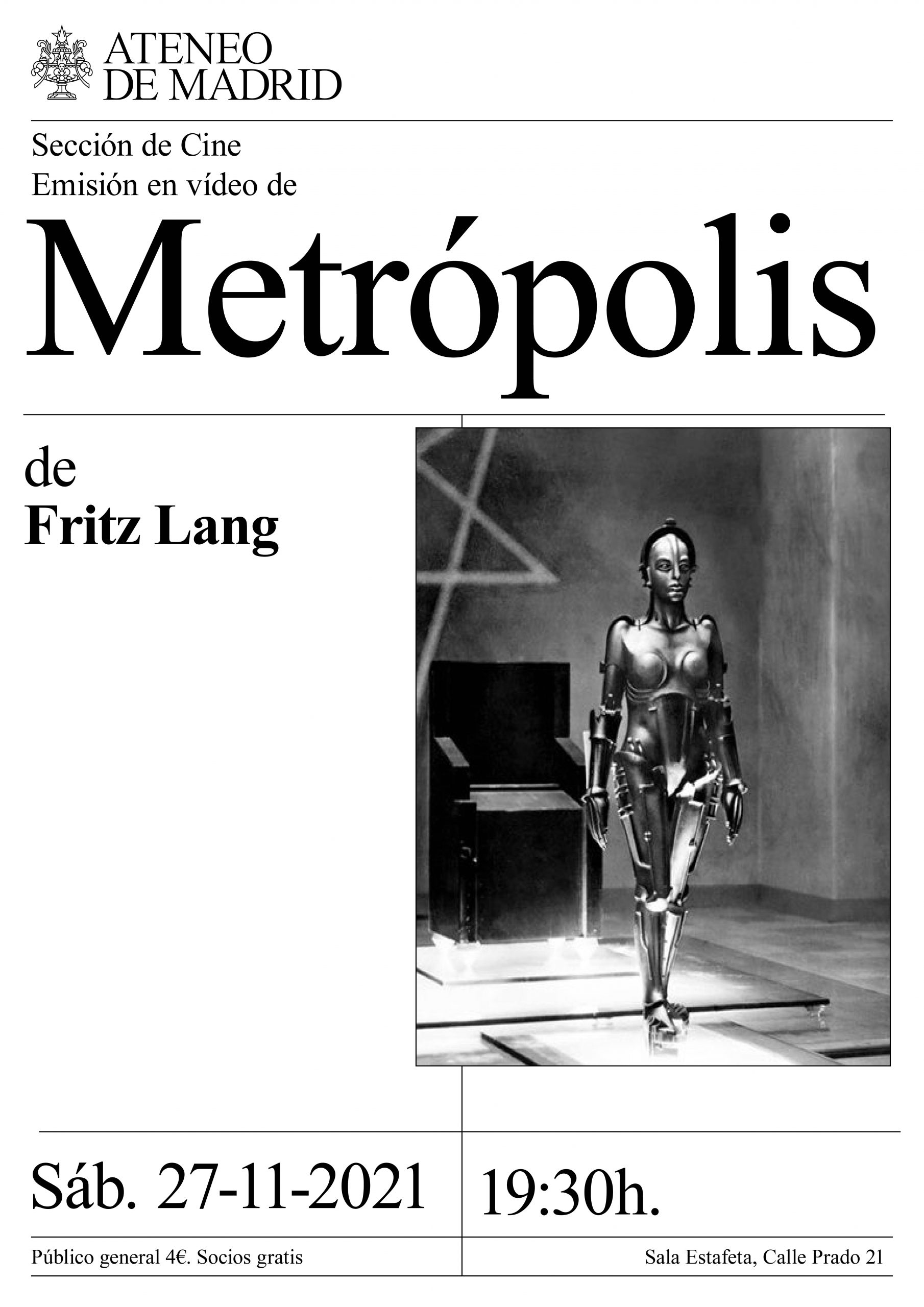 Emisión de la película Metrópoli de Fritz Lang