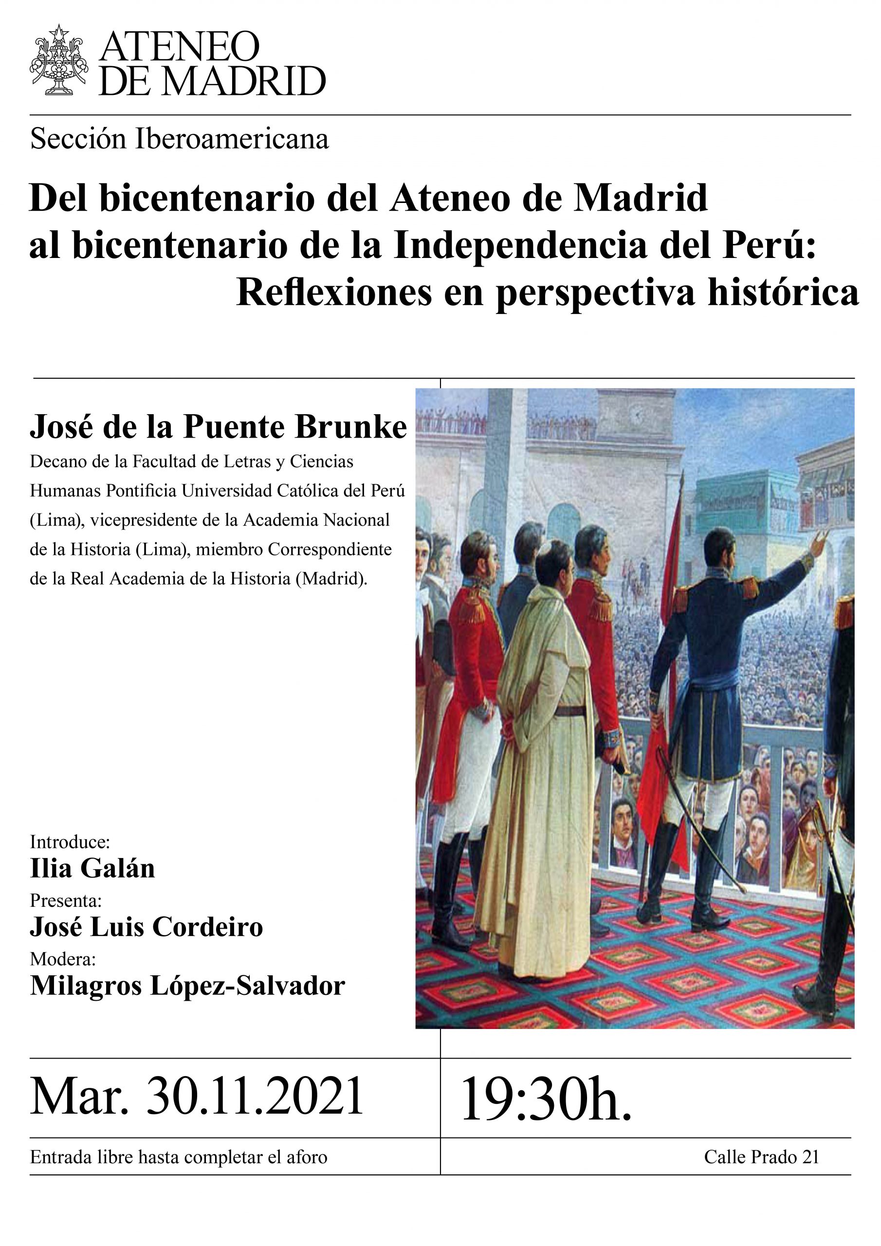 Del bicentenario del Ateneo de Madrid al bicentenario de la independencia del Perú: Reflexiones en perspectiva histórica