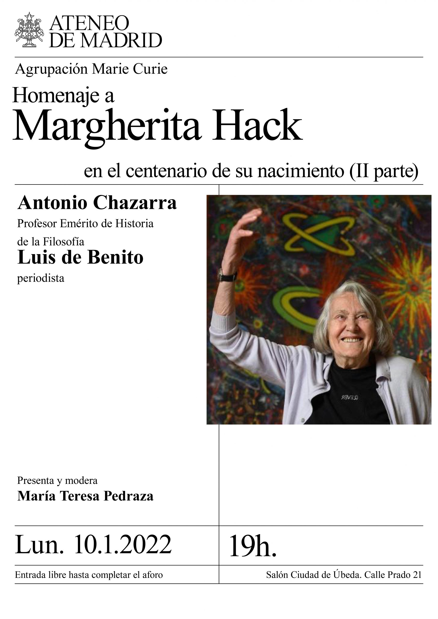 omenaje a Margherita Hack, en el centenario de su nacimiento