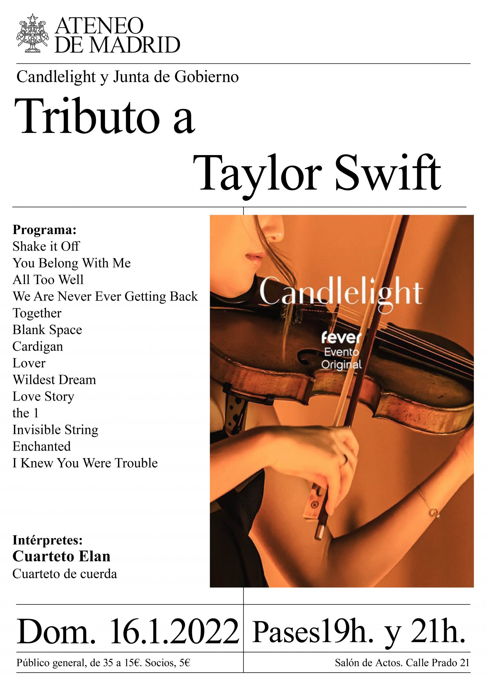 Candlelight: Tributo a Taylor Swift en el Ateneo de Madrid